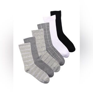 Joyspun Med Gray Heather Plaid Essentials Crew Dress Socks 6 Pair